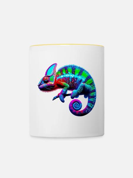 Chamäleon - Tasse zweifarbig - Weiß/Gelb