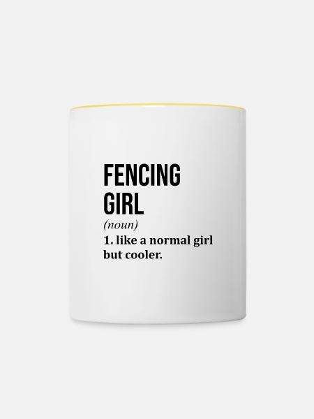 Fechten Fechten Zaun - Tasse zweifarbig - Weiß/Gelb