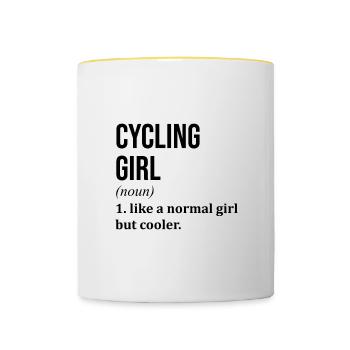 Radfahren - Tasse zweifarbig - Weiß/Gelb - Vorne