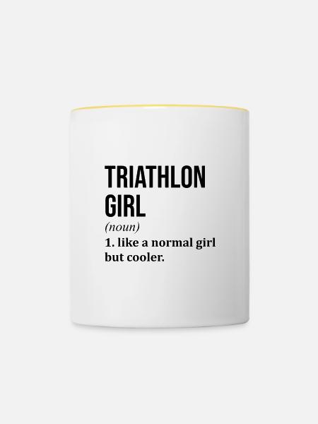 Triathlon-Triathlon-Triathlon - Tasse zweifarbig - Weiß/Gelb