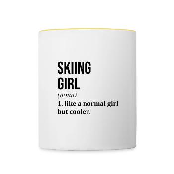 Skifahren - Tasse zweifarbig - Weiß/Gelb - Vorne