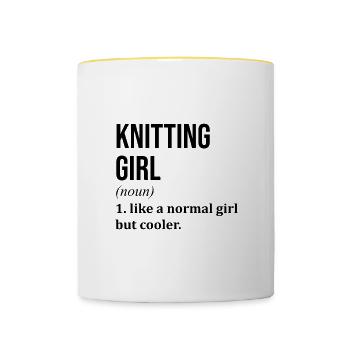 tricot - Mug contrasté - blanc/jaune - Devant