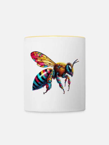Biene - Tasse zweifarbig - Weiß/Gelb