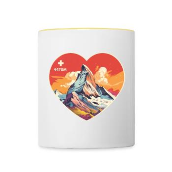 Matterhorn Herz I liebe Zermatt Wallis Wandern - Tasse zweifarbig - Weiß/Gelb - Vorne
