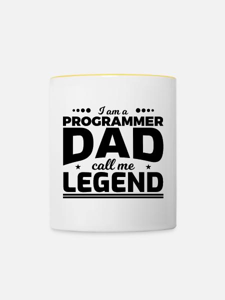 Programmierer Vater nenn mich Legende - Tasse zweifarbig - Weiß/Gelb
