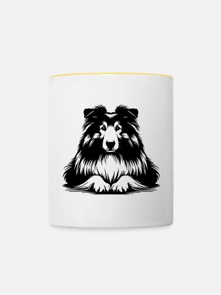 Collie - Tasse zweifarbig - Weiß/Gelb