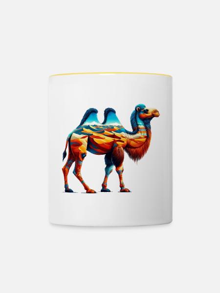 Kamel - Tasse zweifarbig - Weiß/Gelb