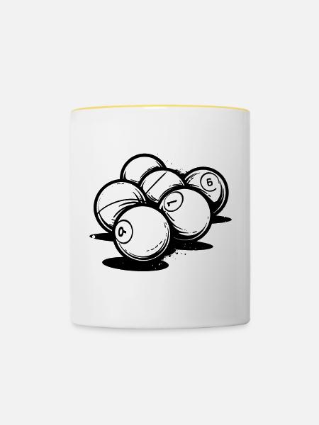 Billardkugeln - Tasse zweifarbig - Weiß/Gelb