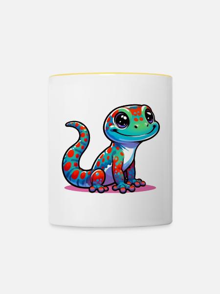 Gecko - Tasse zweifarbig - Weiß/Gelb