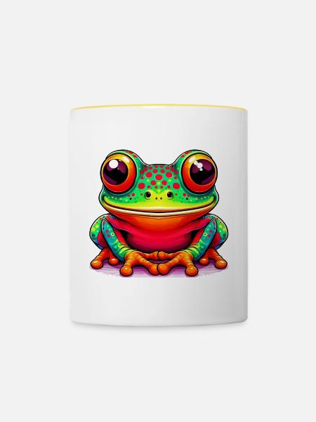 Frosch - Tasse zweifarbig - Weiß/Gelb