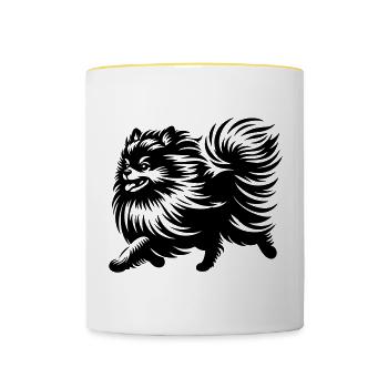 Zwergspitz - Tasse zweifarbig - Weiß/Gelb - Vorne