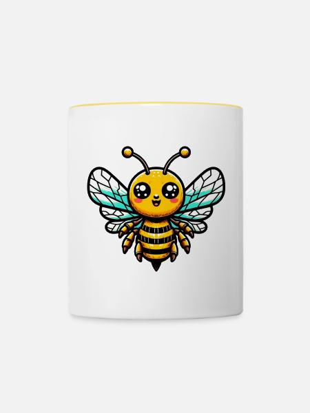 Biene - Tasse zweifarbig - Weiß/Gelb