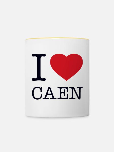 I LOVE CAEN - Tasse zweifarbig - Weiß/Gelb