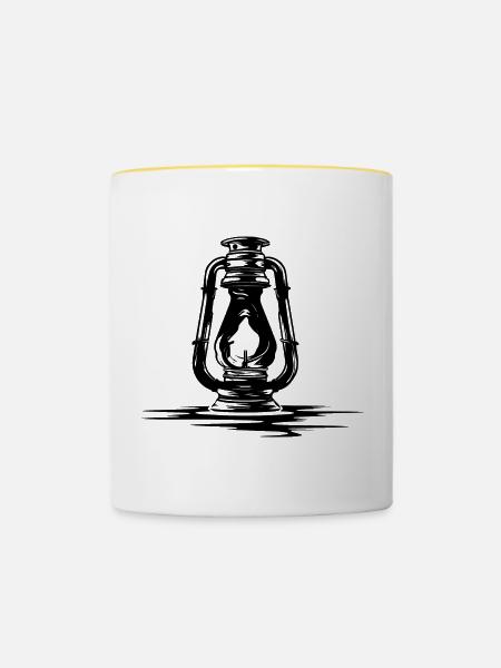 Skizze Öllampe - Tasse zweifarbig - Weiß/Gelb
