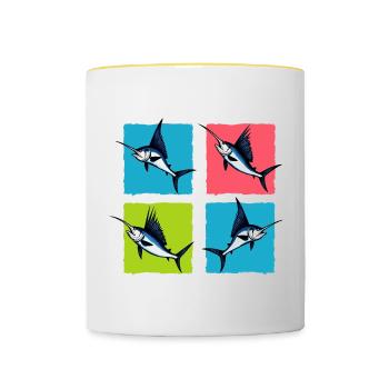 Schwertfisch - Tasse zweifarbig - Weiß/Gelb - Vorne