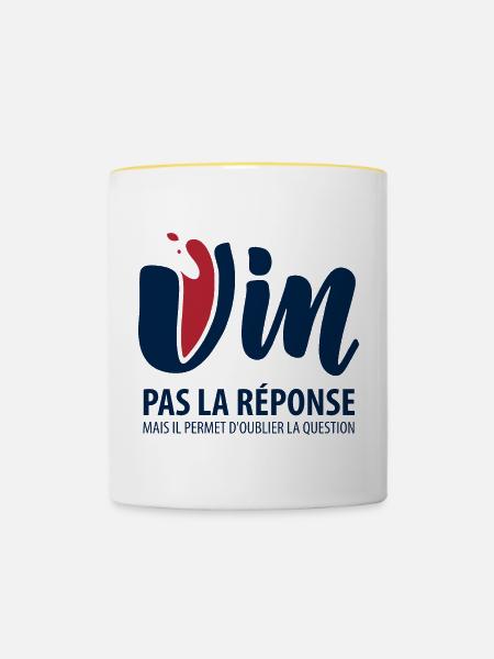 Wein, nicht die Antwort - Tasse zweifarbig - Weiß/Gelb