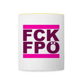 FCK FPÖ - Montrer l’exemple contre la droite - Mug contrasté - blanc/jaune - Devant
