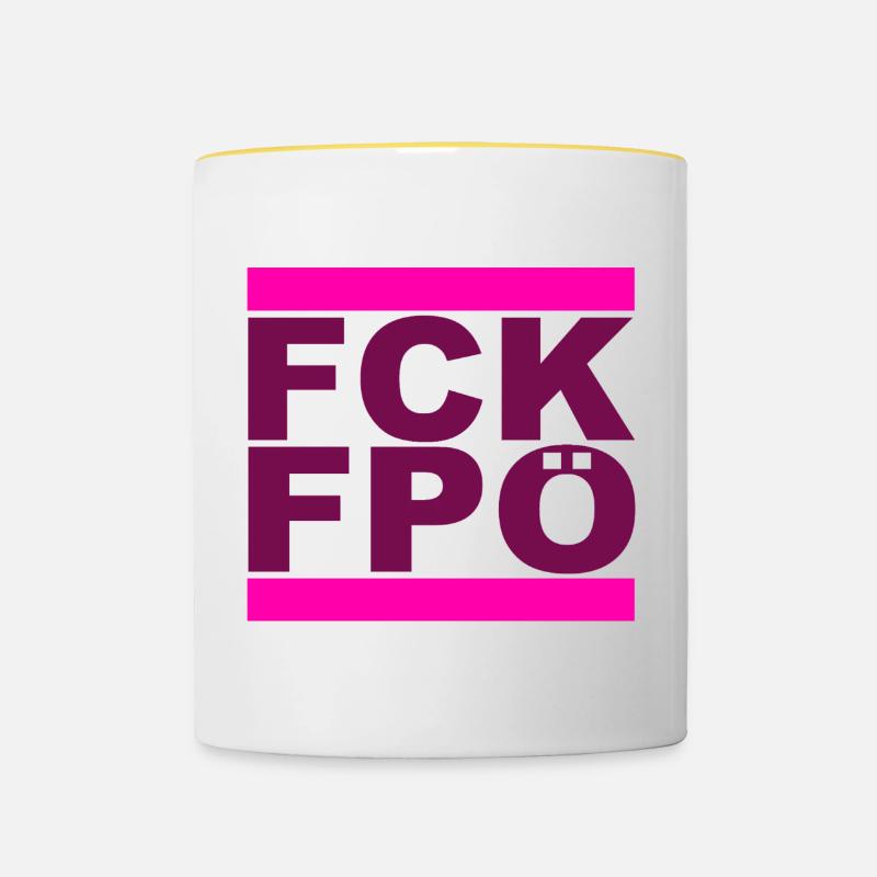 FCK FPÖ - Montrer l’exemple contre la droite - Mug contrasté - blanc/jaune