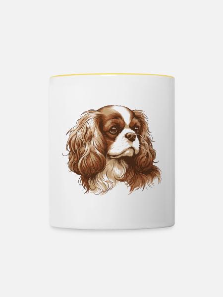 Cavalier King Charles Spaniel - Tasse zweifarbig - Weiß/Gelb