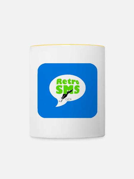 Retro-SMS - Tasse zweifarbig - Weiß/Gelb
