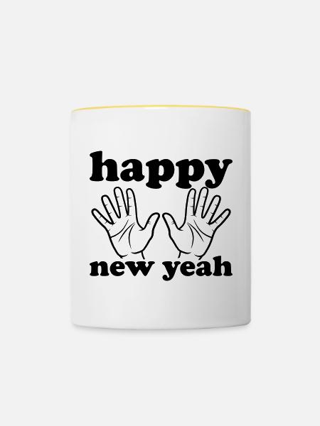 Happy new yeah - Tasse zweifarbig - Weiß/Gelb