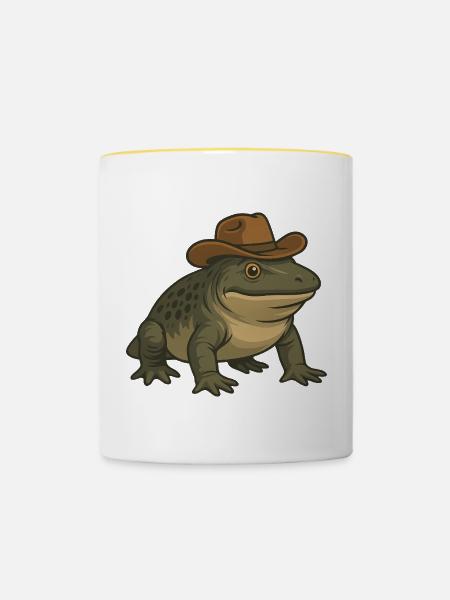 Urzeitliches Amphibium Cartoon Texas Evolution - Tasse zweifarbig - Weiß/Gelb
