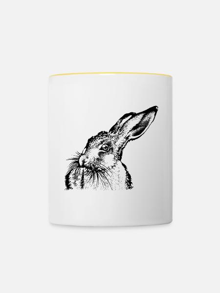 Feldhase - Tasse zweifarbig - Weiß/Gelb