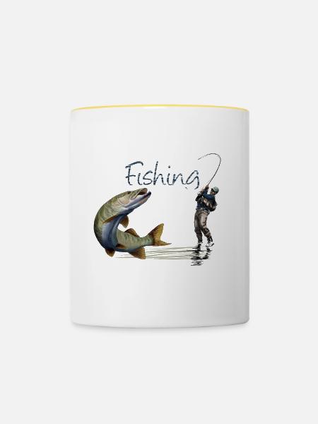 Fishing - Tasse zweifarbig - Weiß/Gelb