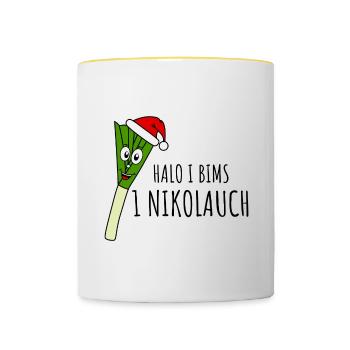 Halo I bims 1 Nikolauch - Tasse zweifarbig - Weiß/Gelb - Vorne