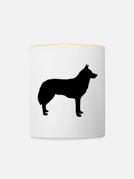 Wolf Silhouette - Tasse zweifarbig - Weiß/Gelb