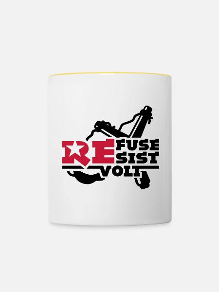 rebell - Tasse zweifarbig - Weiß/Gelb