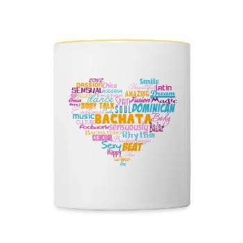 Bachata Heart - Bachata Dance Shirt - Contrasting Mug - white/yellow - Front