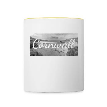 Retro Lettering at Cornwall England - Tasse zweifarbig - Weiß/Gelb - Vorne