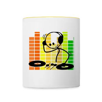 Stick Figure DJ égaliseur - Mug contrasté - blanc/jaune - Devant