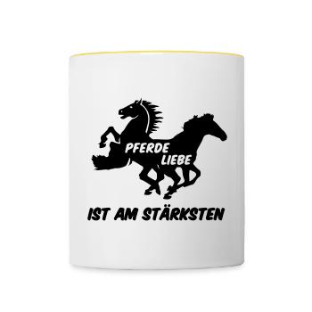 Pferd Pferde Reiter Reiten Liebe Geschenk Spruch - Tasse zweifarbig - Weiß/Gelb - Vorne