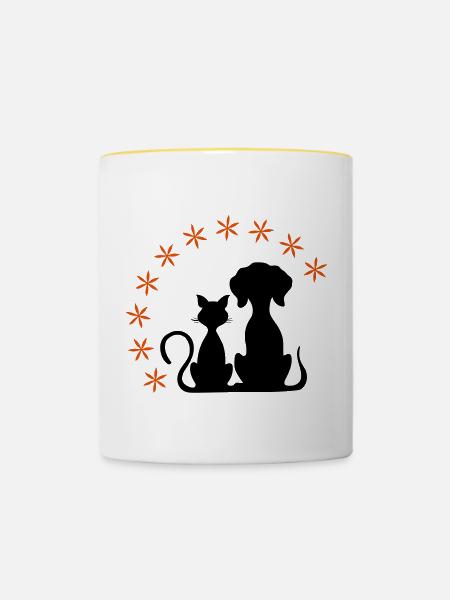 Haustiere - Tasse zweifarbig - Weiß/Gelb
