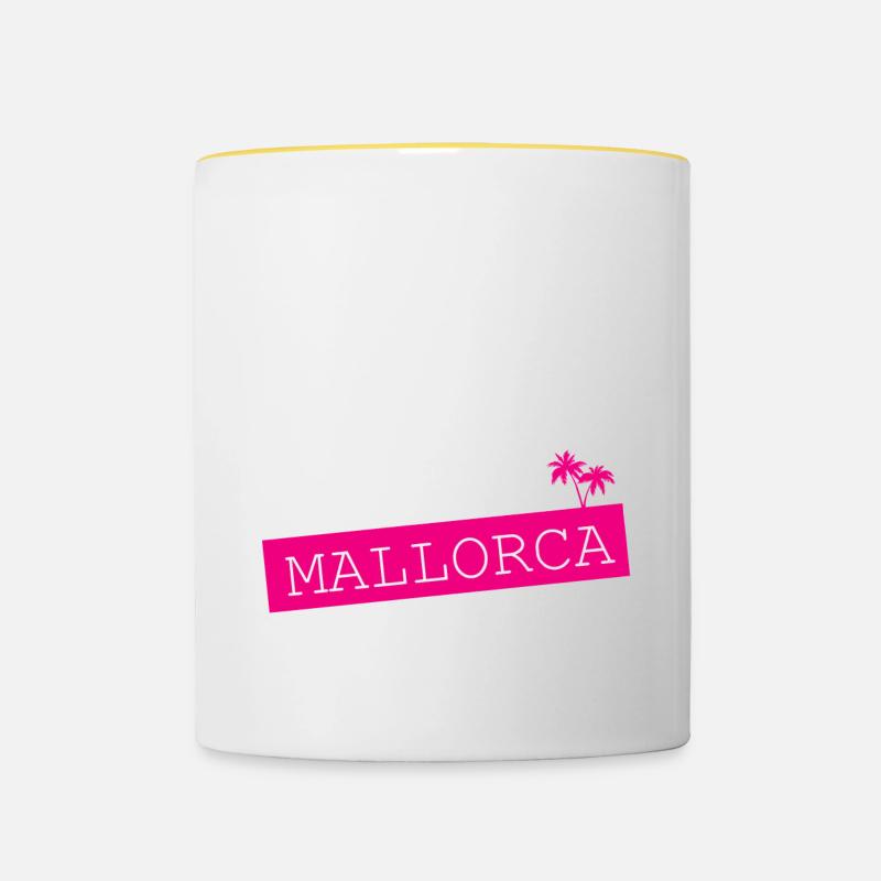 Mallorca party crew - Contrasting Mug - white/yellow