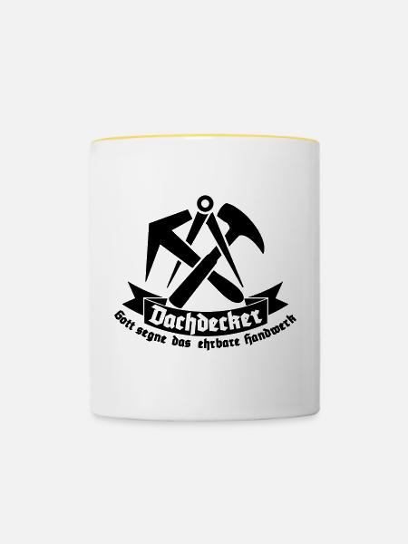 dach1 - Tasse zweifarbig - Weiß/Gelb