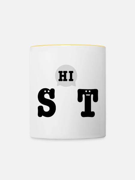 shit - Tasse zweifarbig - Weiß/Gelb