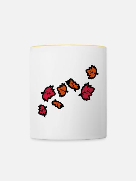 Herbst Ahornblätter - Tasse zweifarbig - Weiß/Gelb