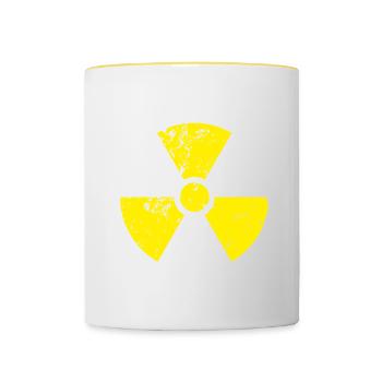 Yellow radioactive, radioactivity symbol - Contrasting Mug - white/yellow - Front