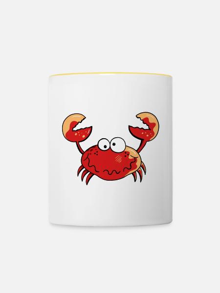 Lustiger Krebs - Tasse zweifarbig - Weiß/Gelb