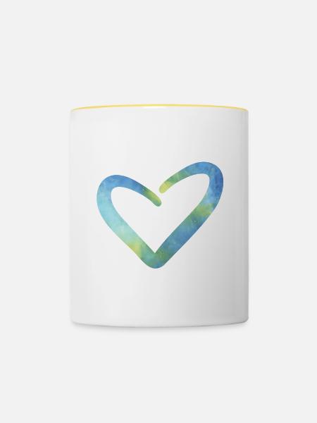 Liebe in der Liebe - Tasse zweifarbig - Weiß/Gelb
