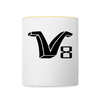 V8 forever - Contrasting Mug - white/yellow - Front