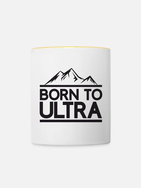 Geboren für Ultra Running - Tasse zweifarbig - Weiß/Gelb