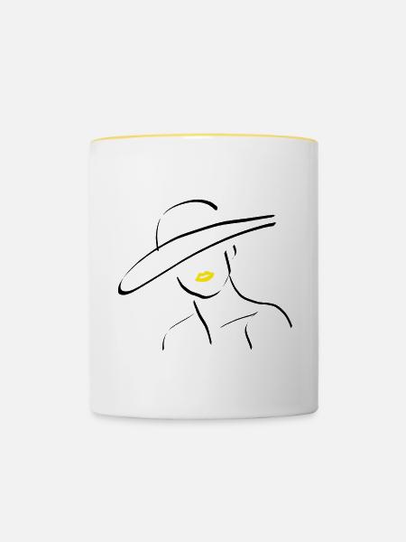 Gelbe Lippen - Tasse zweifarbig - Weiß/Gelb