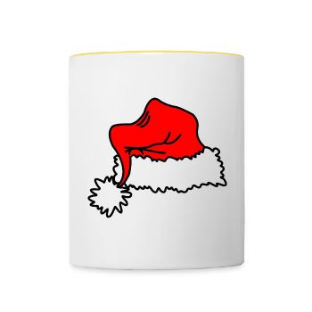 Chapeau de Noël rouge - Mug contrasté - blanc/jaune - Devant