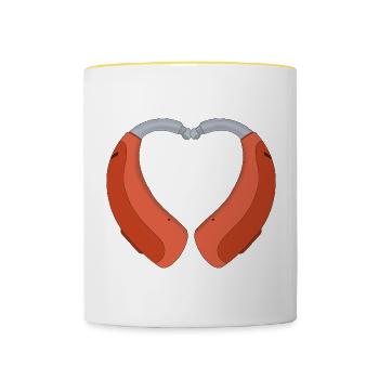 Heart Shaped Hearing Aid - Contrasting Mug - white/yellow - Front