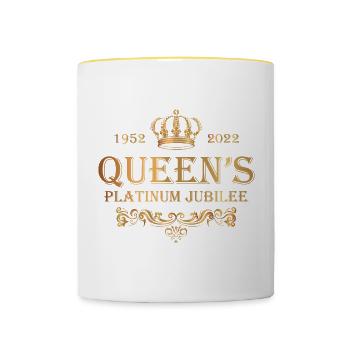 Britisches Königin-Monarchie-Platin-Jubiläum - Tasse zweifarbig - Weiß/Gelb - Vorne