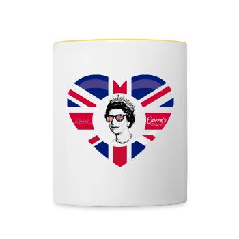 British Queen Monarchy Platinum Jubilee 70th yr - Contrasting Mug - white/yellow - Front